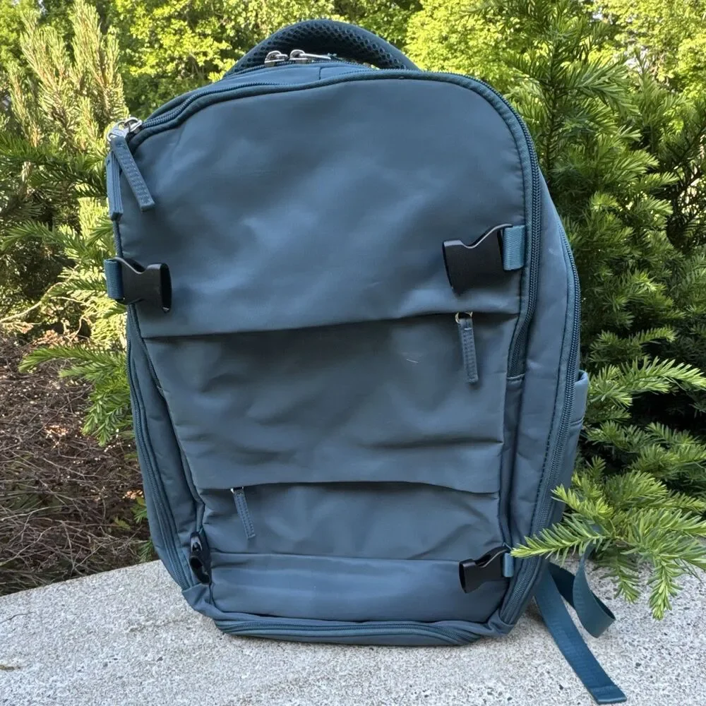 Padded Water Resistant USB Charging Port Blue Polyester Laptop Backpack 15